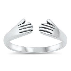 Sterling Silver Hands Ring 5 mm 925 Fashion Band